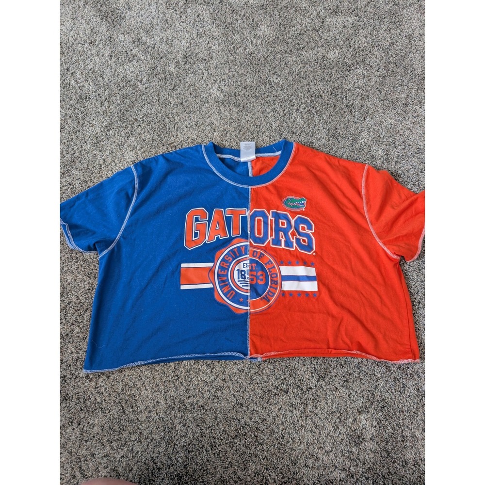 ZooZatz Florida Gators Split Colorblock Crop Top Blue Orange Mens Medium